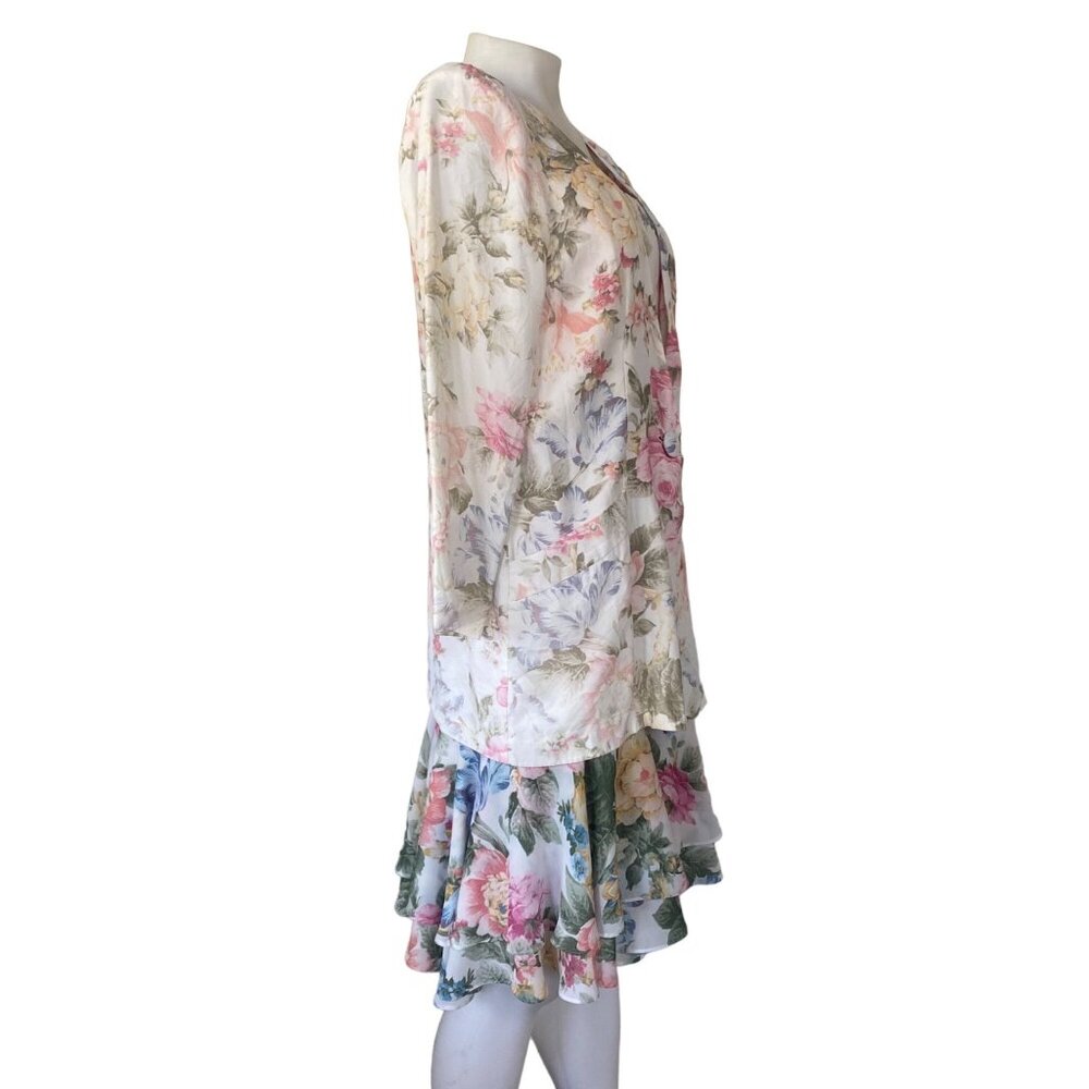 Vintage Handmade 80s 90s Floral Dress Set with Blazer - Picture 5 of 12